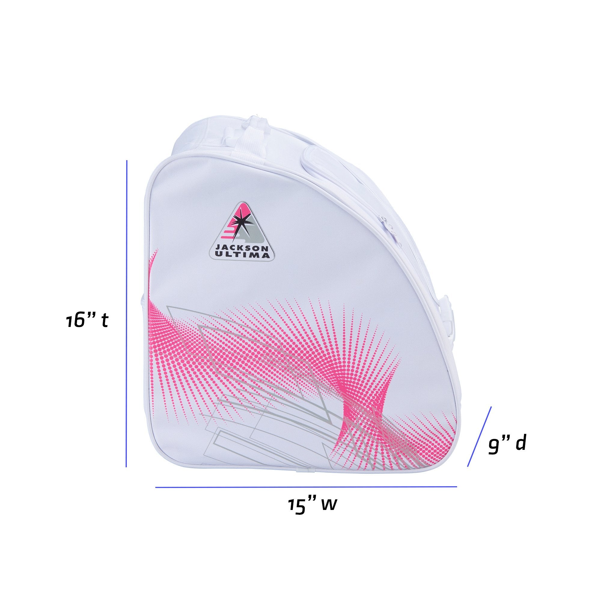 Jackson Ultima oversized skate bag in pink and white with white trim