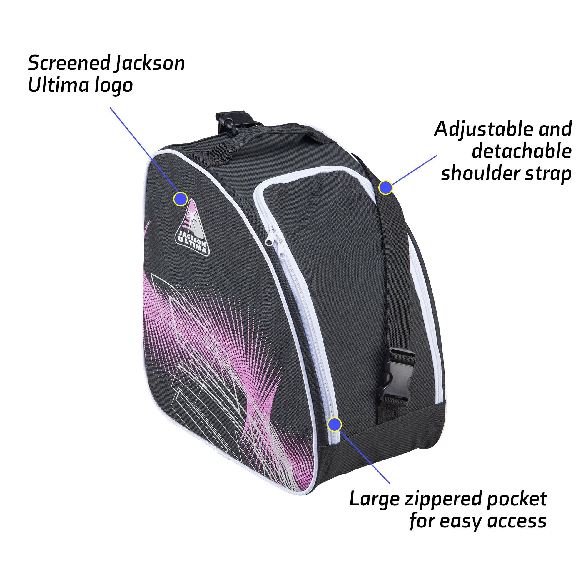 Jackson Ultima oversized skate bag in purple and black with white trim