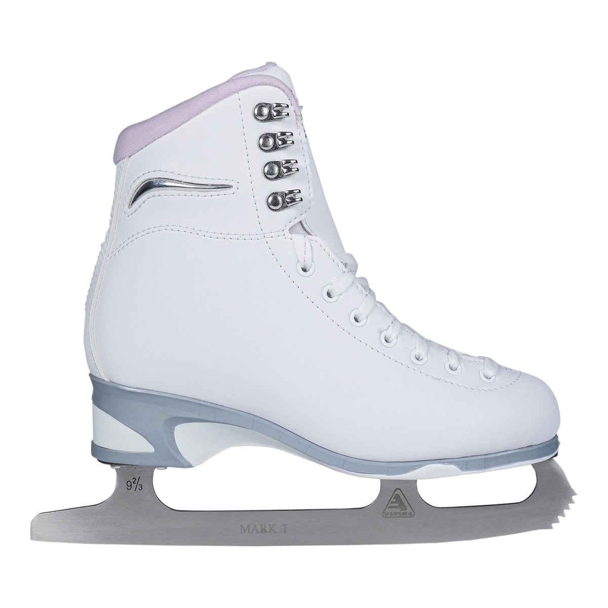 Jackson Ultima Finesse women's girls white figure skate with purple trim