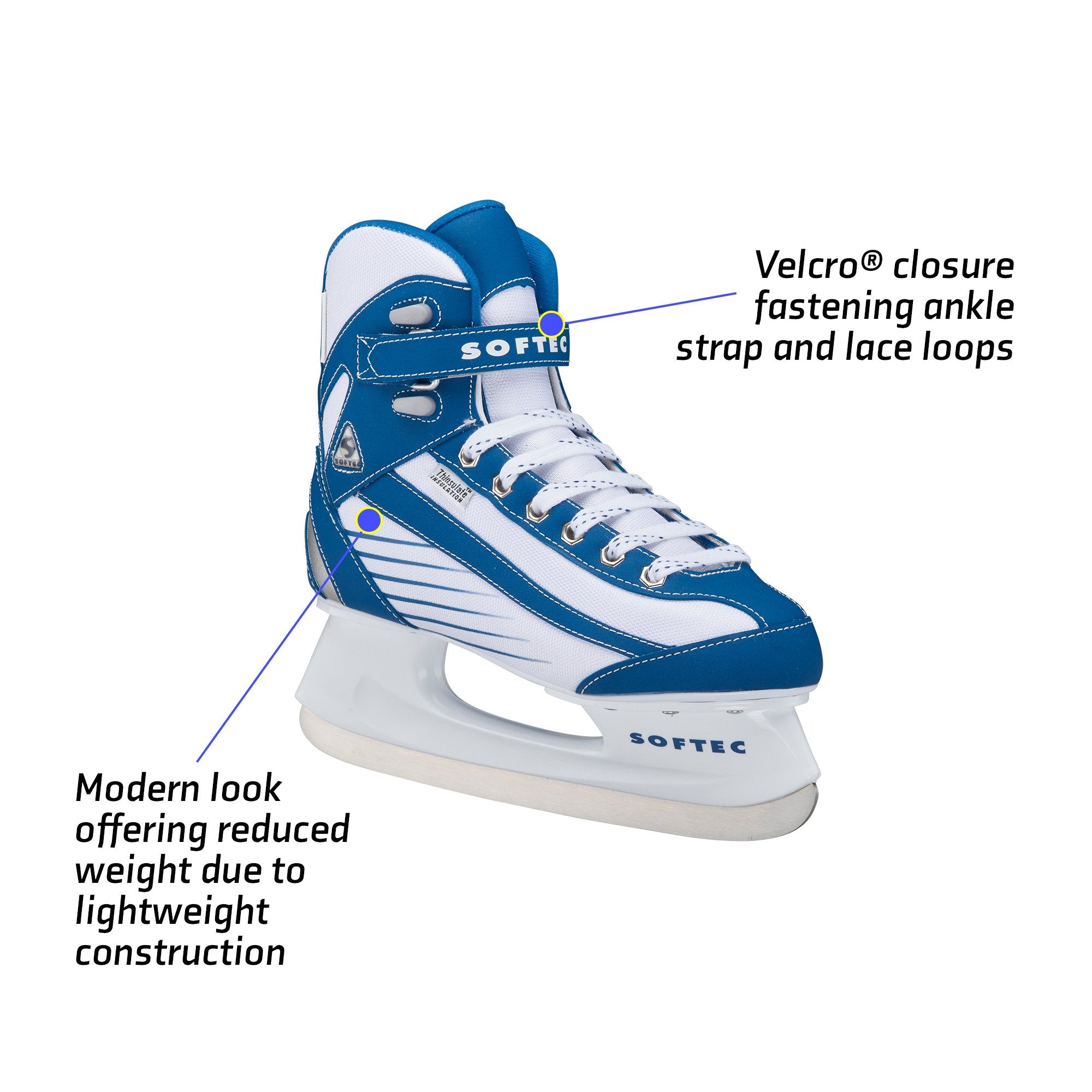 Jackson Ultima Softec Sport blue and white women's youth recreational hockey skate