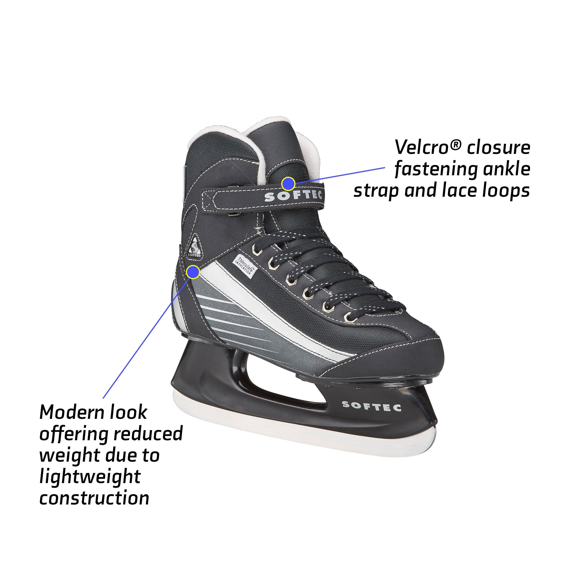 Jackson Ultima Softec Sport black and white men's boys recreational hockey skate