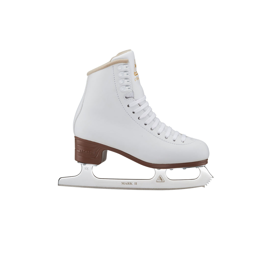 Jackson Ultima Mystique Girls' Figure Skates - White, Medium Width (Youth Size 1) With Free Skate Guards