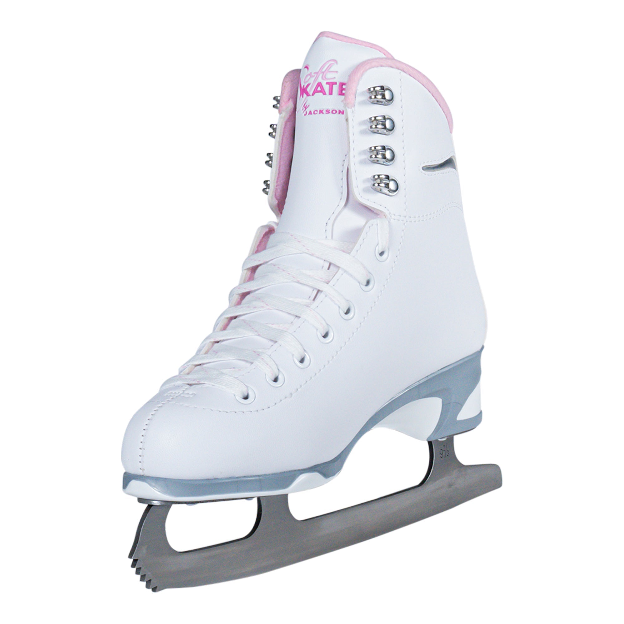 Jackson Ultima Finesse women's girls white figure skate with pink trim