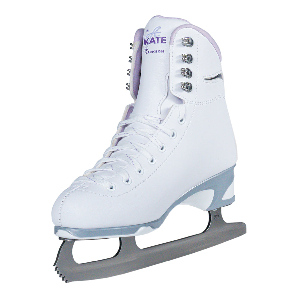 Jackson Ultima Finesse women's girls white figure skate with purple trim