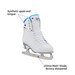 Jackson Ultima Finesse women's girls white figure skate with pink trim