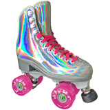 Jackson EVO Quad Roller holographic pink laces pink wheels